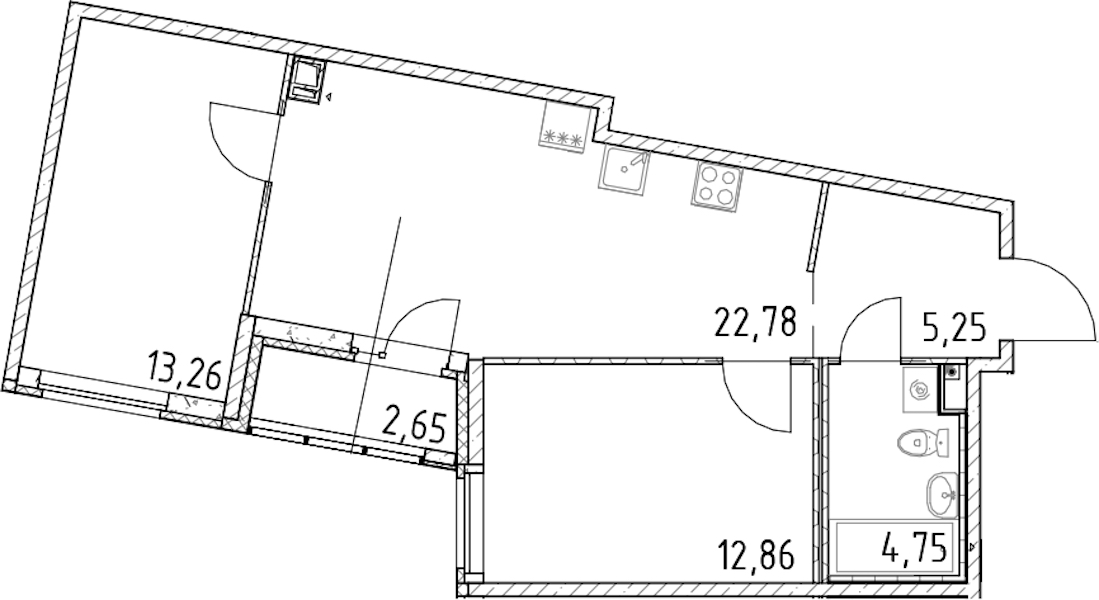 2-комнатная квартира 58.9 м², 3/17 эт., ЖК «Город Первых»
